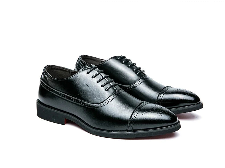 Men's Formal  Shoes Red Sole Fashion Business Casual Party Banquet Daily Retro Carved Lace-up Brogue Dress Wedding Shoes Size 48
