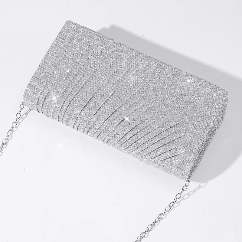 Women's Evening Shoulder Bag Bridal Clutch Party Prom Wedding Envelope Handbag Glitter Shiny Purses Sling Dating Dressy Bag
