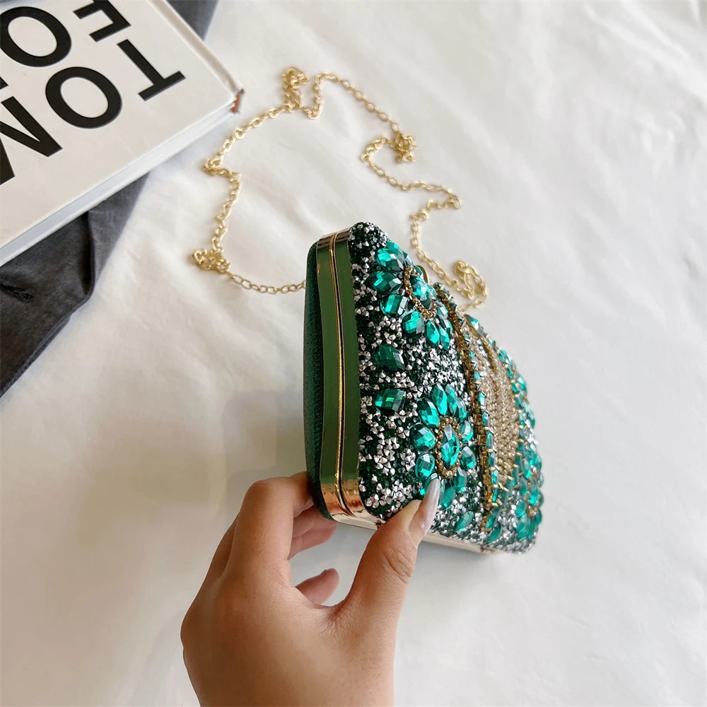 Rhinestone Gemstone Crossbody Clutch