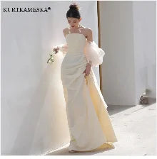 White Satin Embroidered Lace Backless Dress