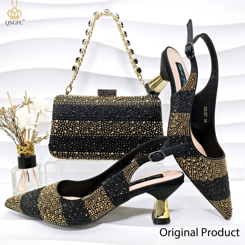 Rhinestone Shoe & Bag Set