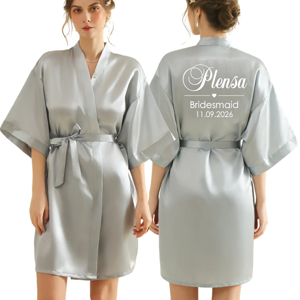 Personalized Text Logo Wedding Bathrobe Bridal Robe Bride Bridesmaid Wedding Robes Woman Bachelorette Hen Party