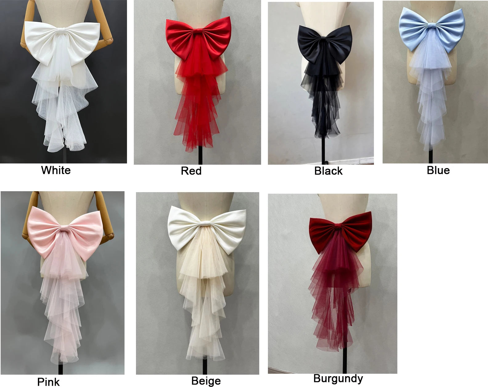 Detachable Satin & Tulle Bow Bridal Belt