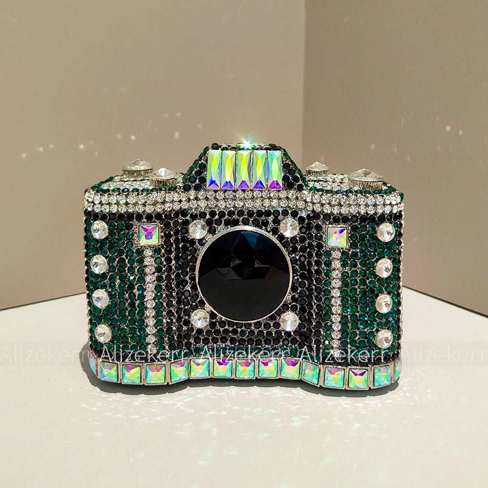 Camera-Shaped Diamond Evening Clutch