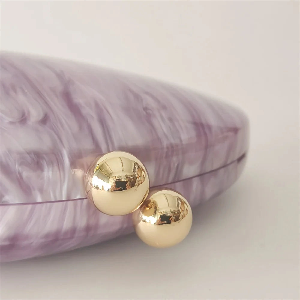 Oval Shell Acrylic Crossbody Clutch