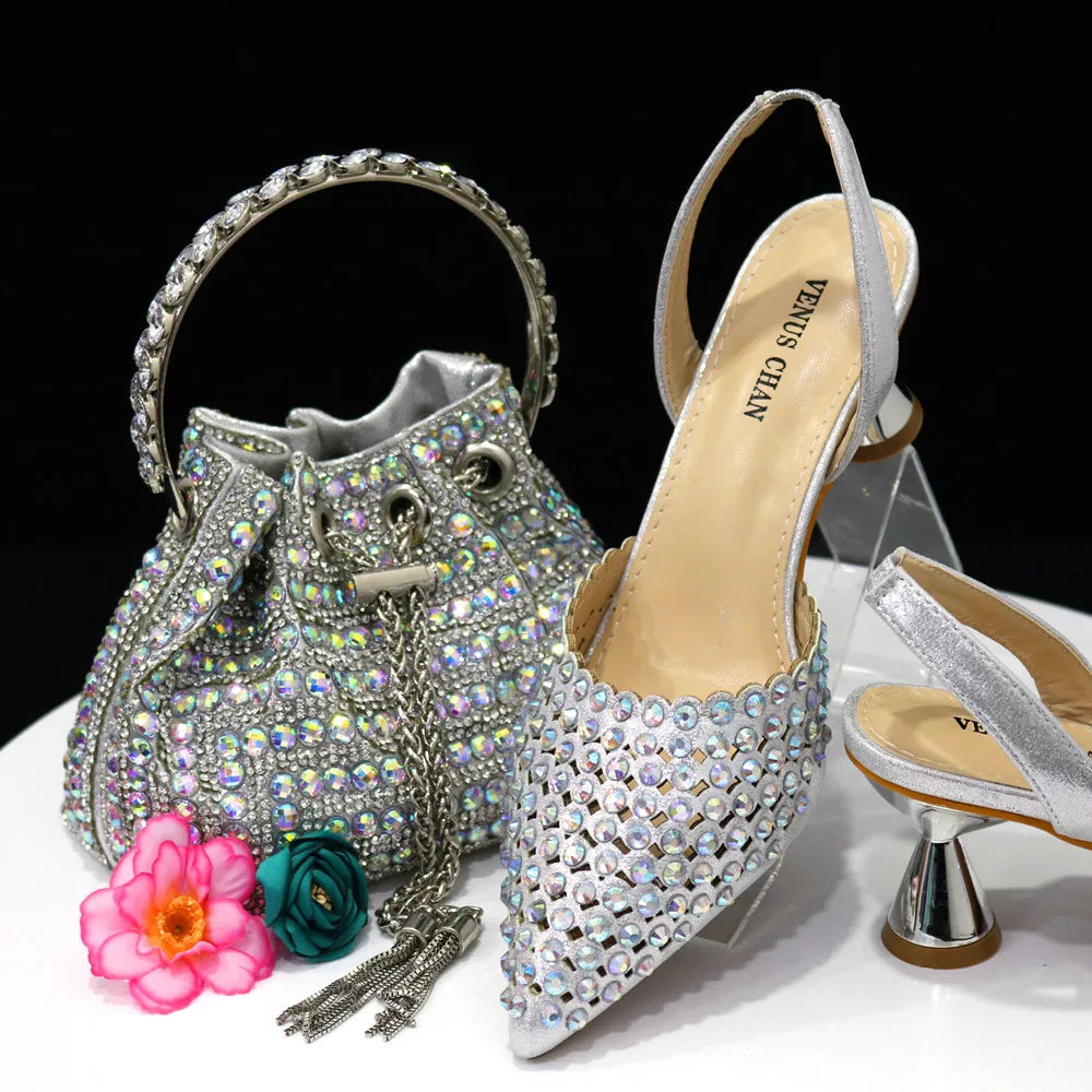 Wine Crystal Pointed-Toe Heels