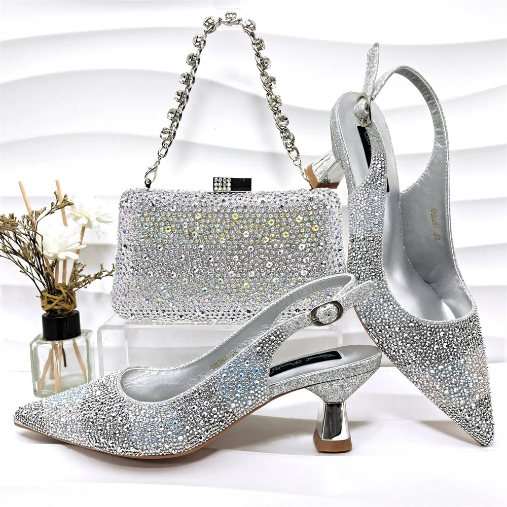 Rhinestone Shoe & Bag Set