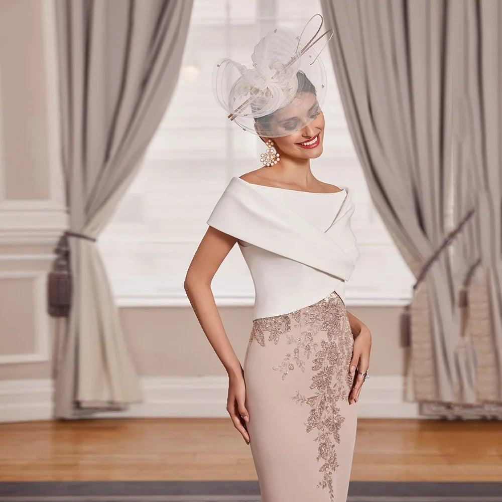 Contrast Sequin Lace Mother of the Bride Dress