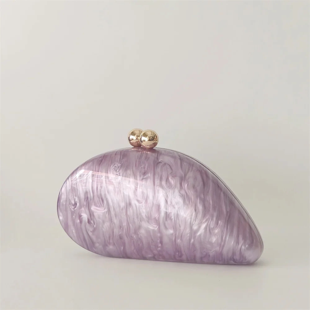 Oval Shell Acrylic Crossbody Clutch