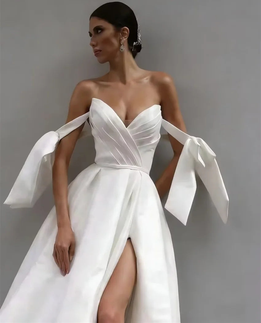 Satin Sweetheart A-Line Wedding Dress with Slit