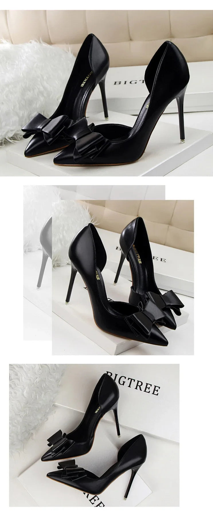 Spring Party Elegant Pink Butterfly-Knot High Heels Women Fashion Wedding Dress Pumps Side Hollowed Stiletto Shoes