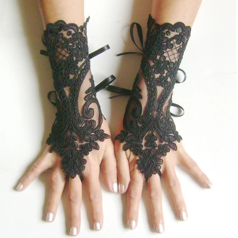 Women Wedding Fingerless Gloves Lace White Black High Quality Wedding Gloves Mittens Accessory Girl Party Sexy Gloves Guante