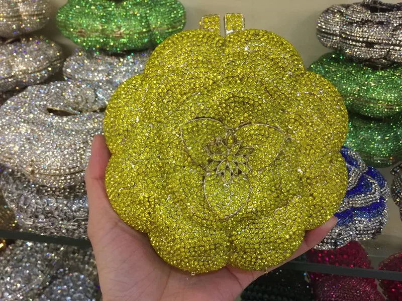 Rose-Shaped Crystal Bridal Clutch