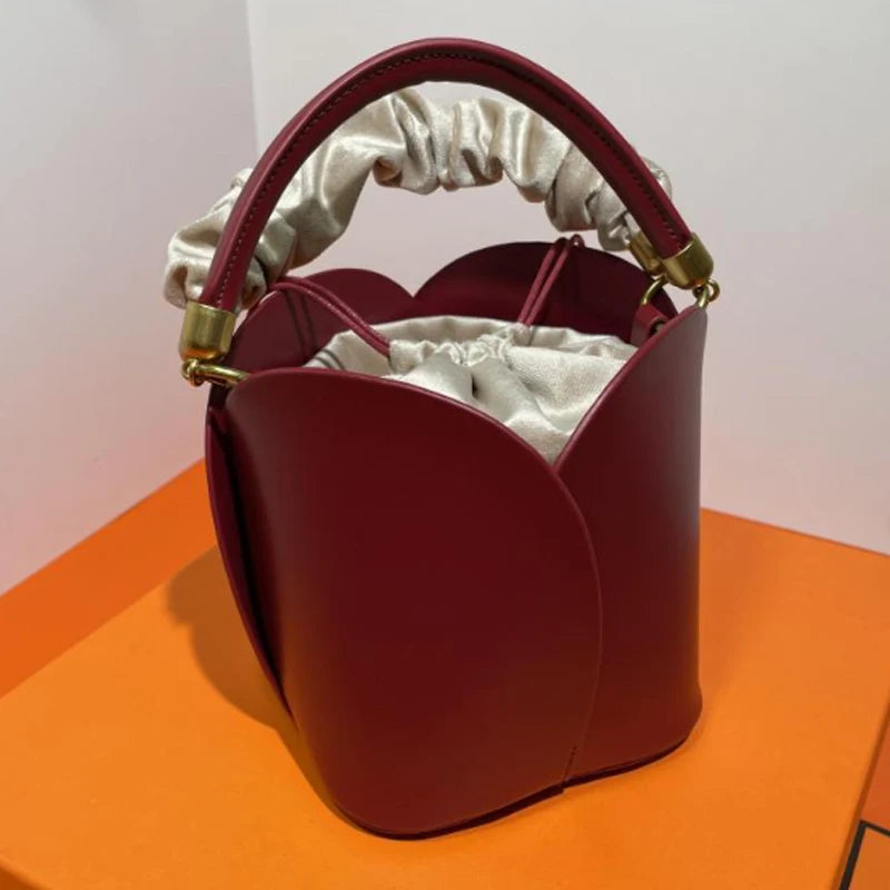 Red Bride Petal Bucket Bag Women Handbag New Vegetable Basket Crossbody Bag Single Shoulder Bag