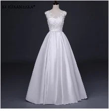 White Satin Embroidered Lace Backless Dress