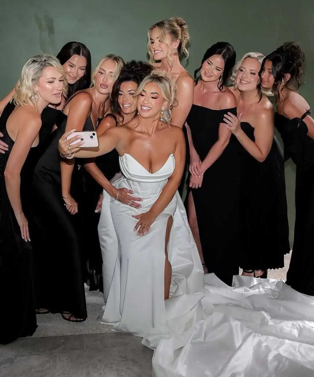 Satin Mermaid Wedding Dress with Detachable Train