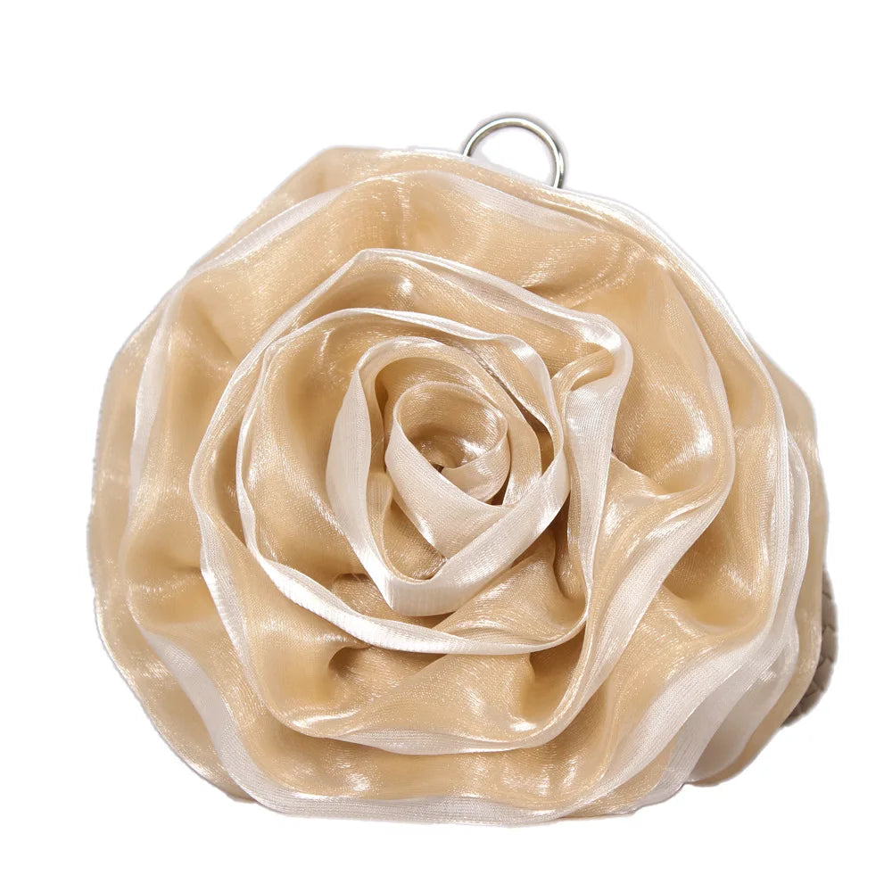 Bridal Rose Flower Evening Clutch Purse Women Bag Small Handbag Lady Silk Wedding Decorate Totes Party Bridesmaid Gift Purses