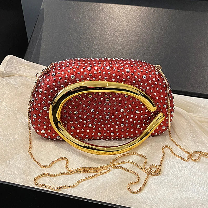Red Wedding Evening Clutch Bag For Women Luxury Silver Gold Fashinon Party Purse And Handbag Trend Lady Lipstick Crossbody Bag