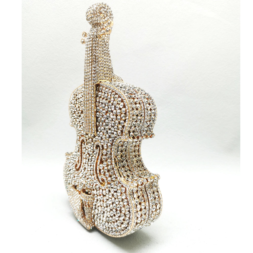 XIYUAN Women AB Silver Gold Blue Green Pink Champagne Red Grey Diamond Handbag Wedding Party Guitar Crystal Bridal Purse Bag