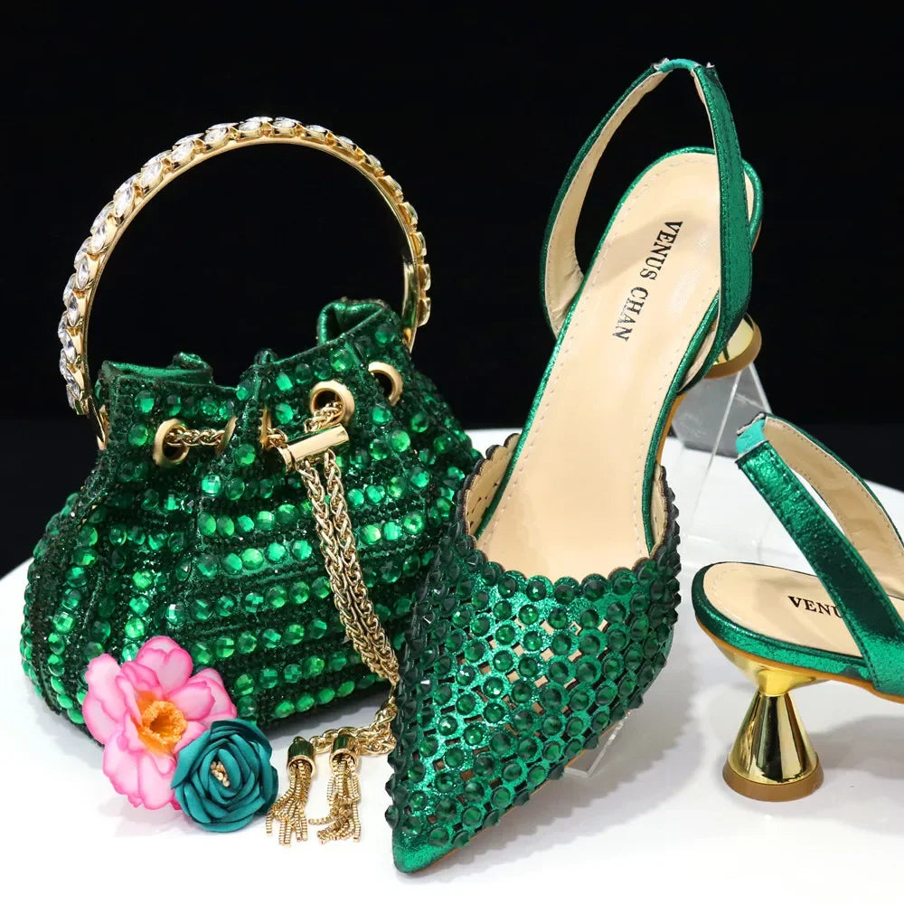 Wine Crystal Pointed-Toe Heels