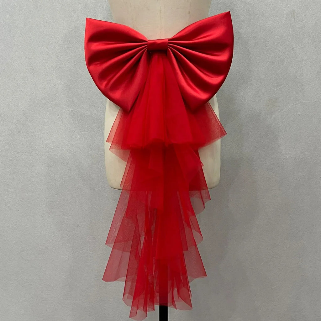 Detachable Satin & Tulle Bow Bridal Belt