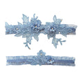 White Lace Appliques Wedding Garter for Bride Lace Leg Ring Loop  Garter Belt with Blue Crystals
