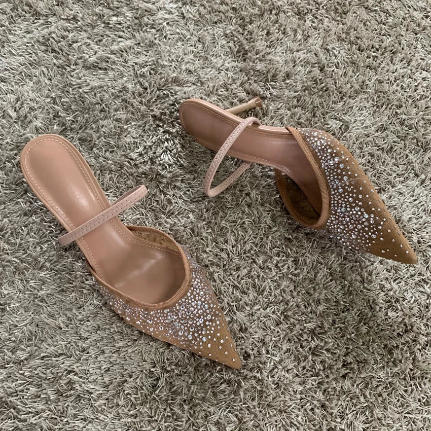 Rhinestone Mesh Slingback Bridal Heels