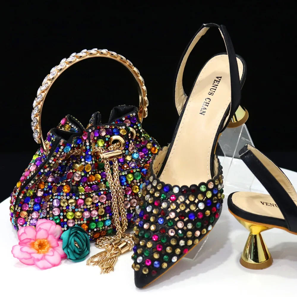 Wine Crystal Pointed-Toe Heels