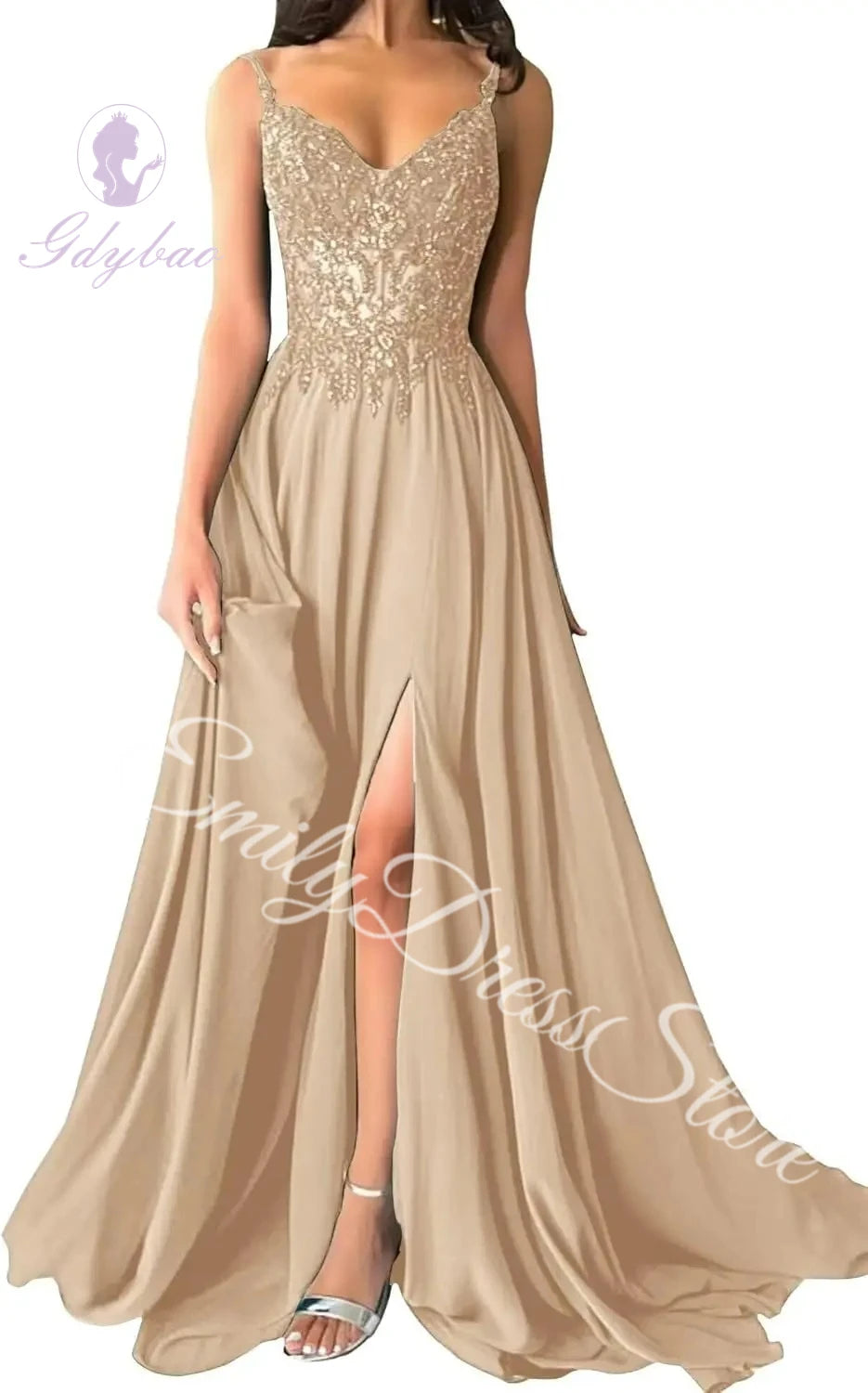 Green Chiffon Evening Dress Women Elegant Applique Suspenders Deep V-neck Backless Bridal Formal Long Ball Gowns Pageant Dress