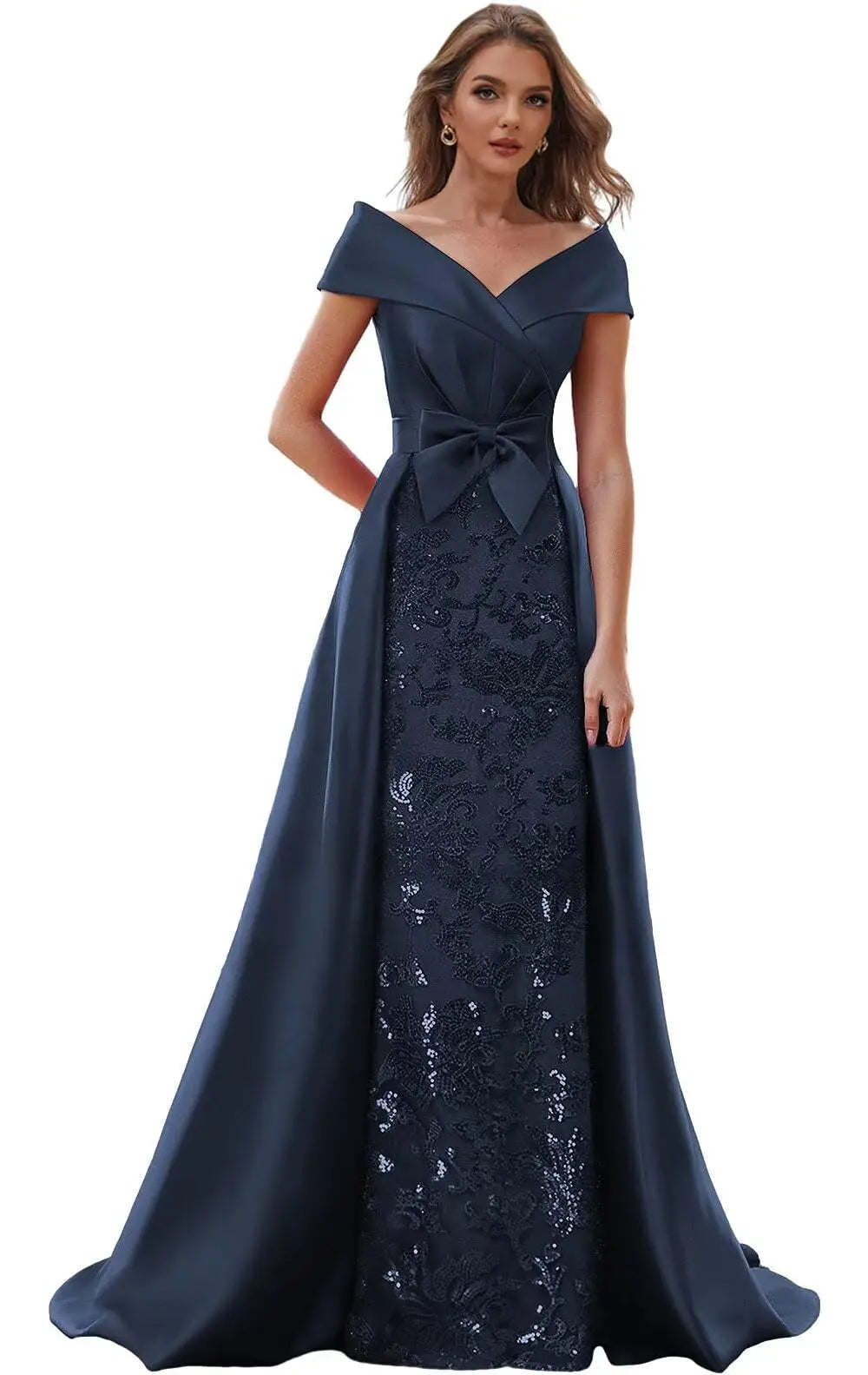 Customized Off The Shoulder Mother of The Bride Dresses for Women Wedding Guest Long Formal Dress with Bow Train 2025