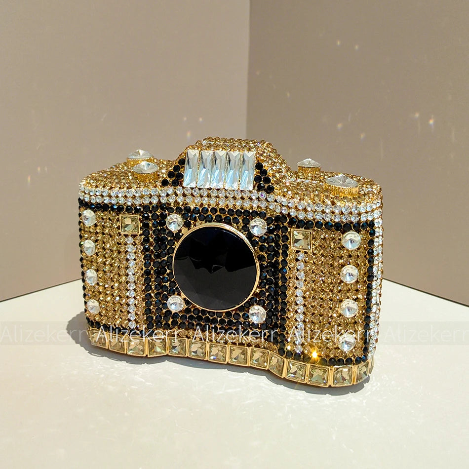 Camera-Shaped Diamond Evening Clutch