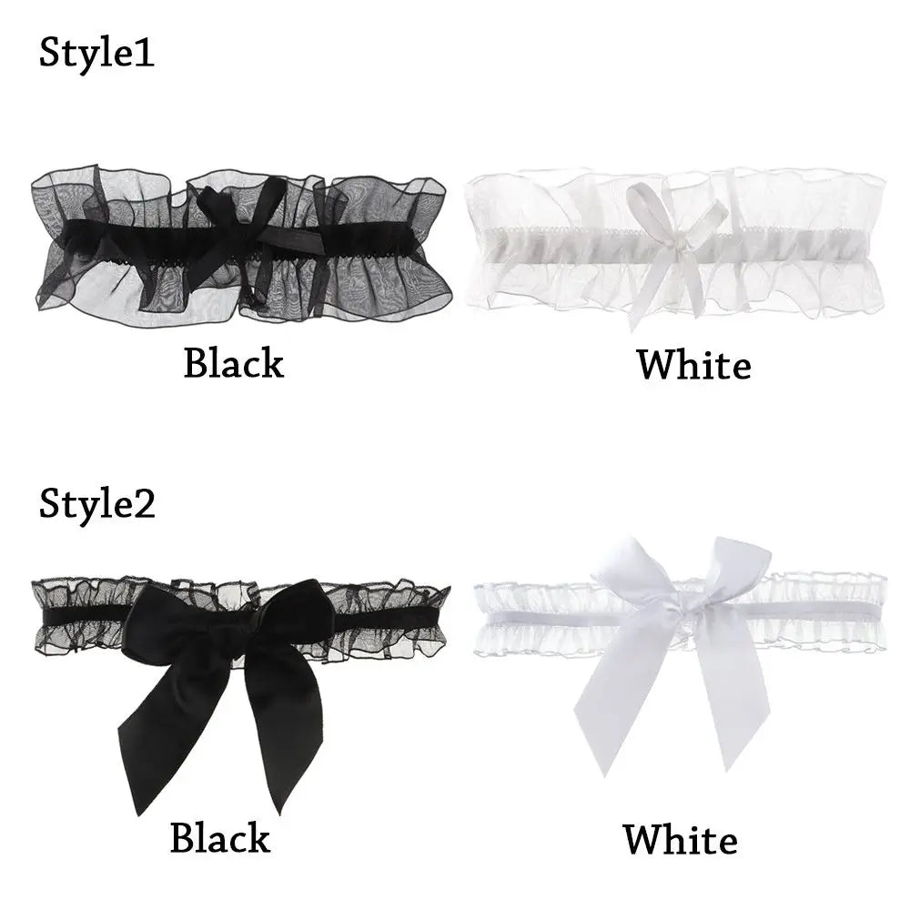 Sexy Fashion Lingerie Garter Belt Wedding Bride Leg Garter Cosplay Party Accessories Bowknot Lace Elastic Leg Ring