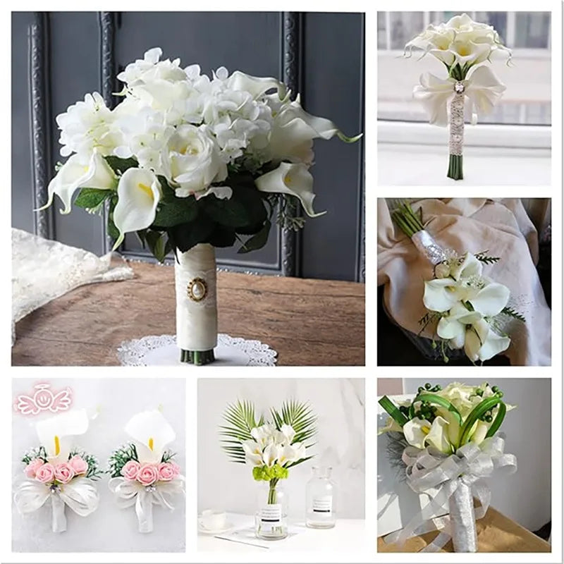 10PCS Artificial Calla Lily Flowers PU Fake Flowers for Weddings Bouquet Bridal Shower DIY Bridal Bouquets Home Party Decoration