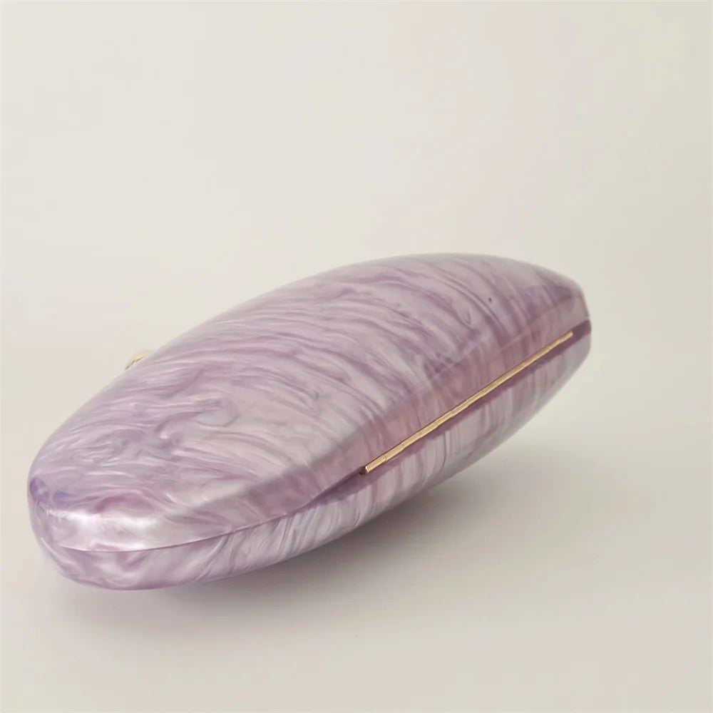 Oval Shell Acrylic Crossbody Clutch