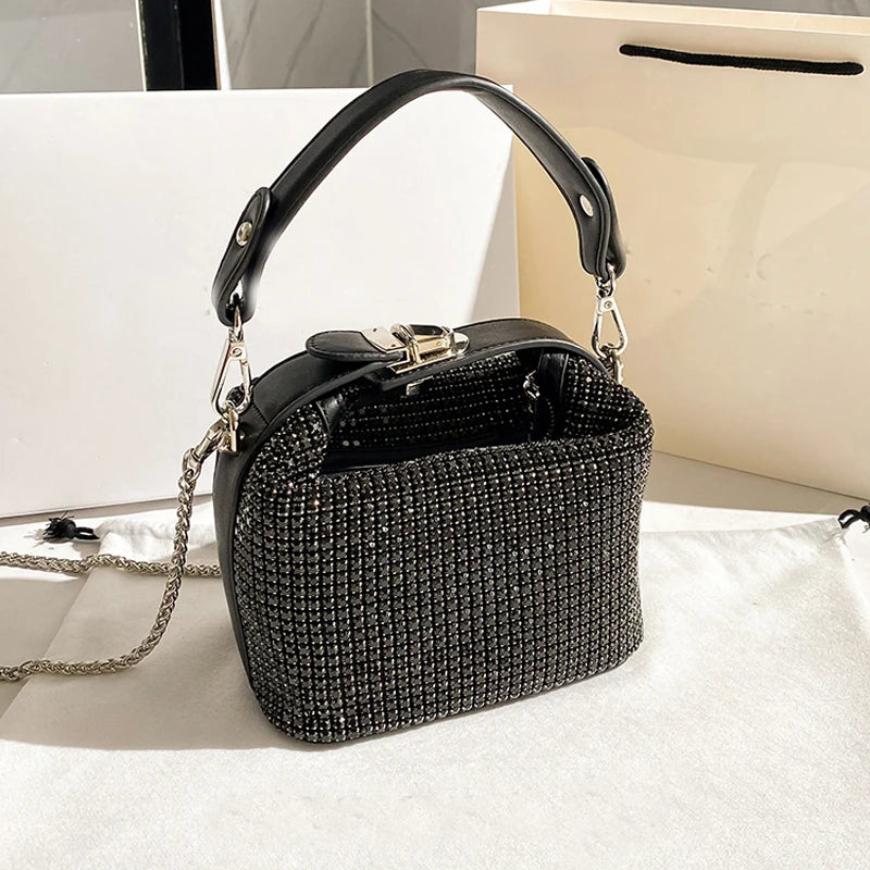 Crystal Rhinestone Silver Evening Clutch