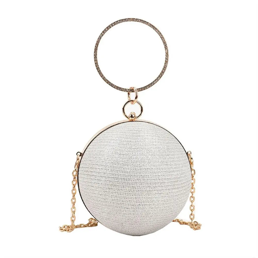 Circular Silk Rhinestone Banquet Clutch