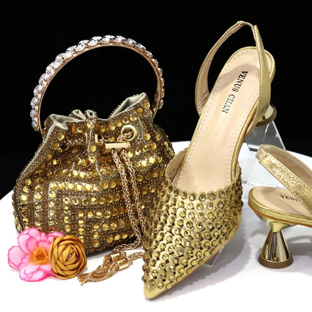 Wine Crystal Pointed-Toe Heels