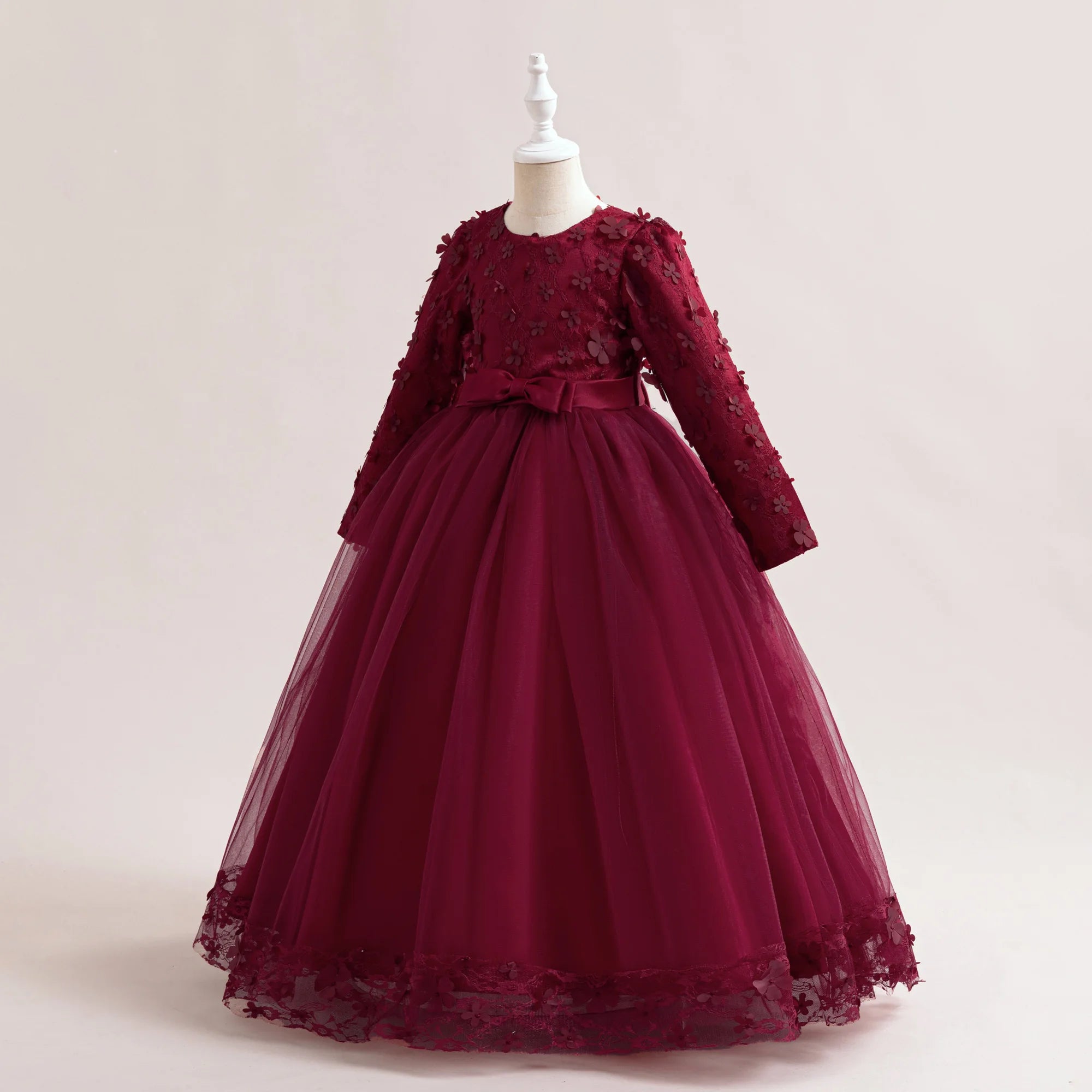 Long-Sleeve Lace Junior Bridesmaid Dress