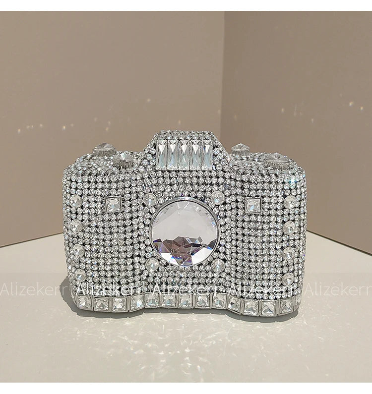 Camera-Shaped Diamond Evening Clutch