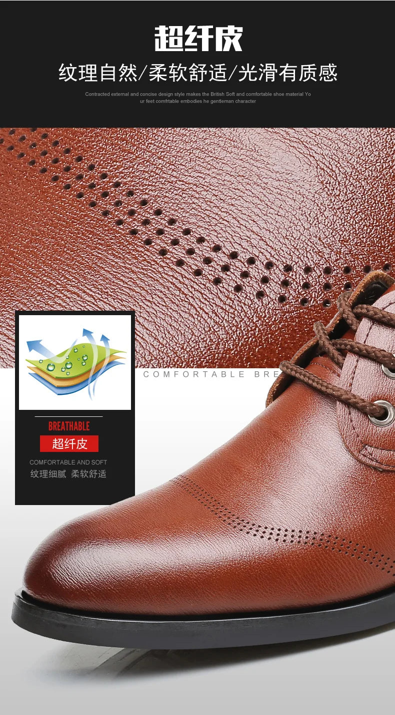 Mens Formal Business Oxford Shoes Classic Leather Dress Shoes for Wedding and Office