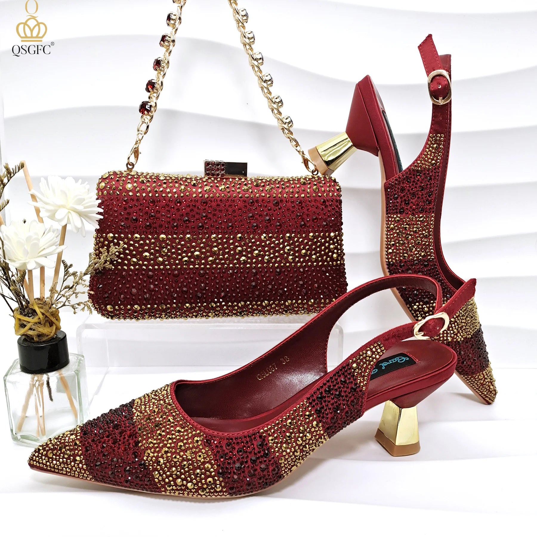 Rhinestone Shoe & Bag Set