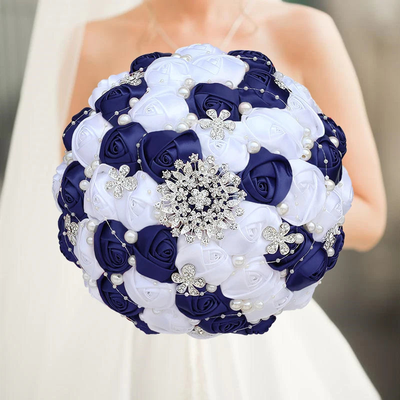 Navy Champagne Wedding Bouquet Flowers