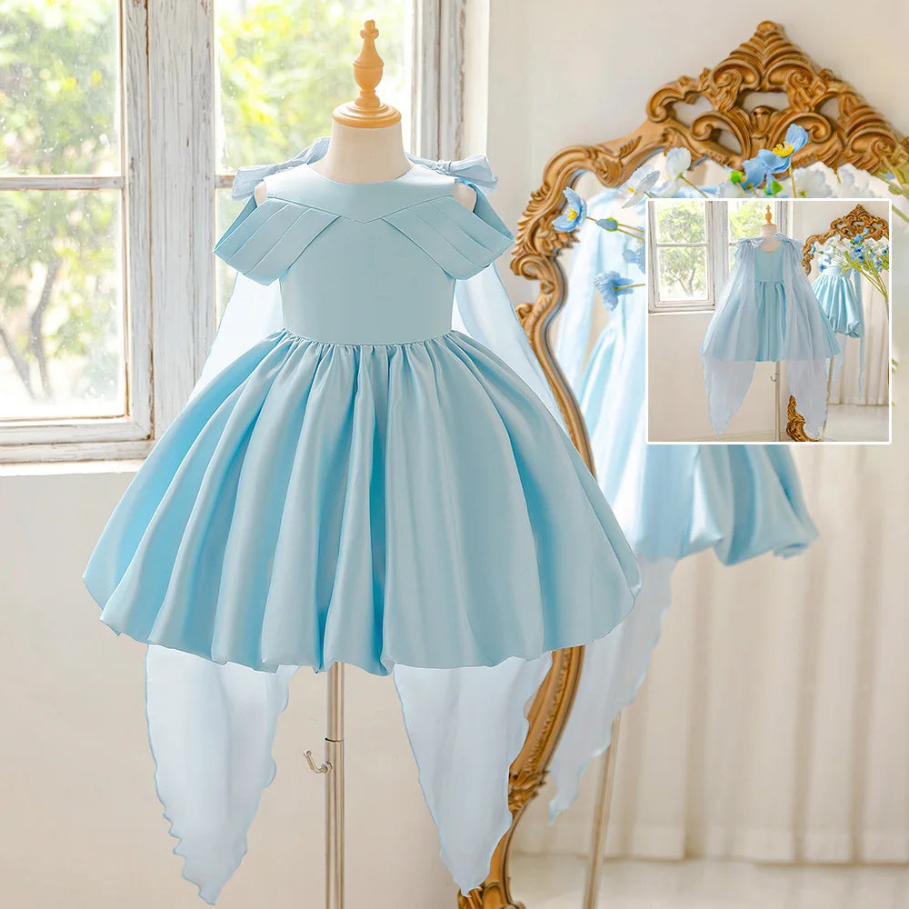 Elegant Bridesmaids Party Girl Dress Flower Wedding Birthday Baptism Princess Prom Dress Girl First Communion Graduation Costume