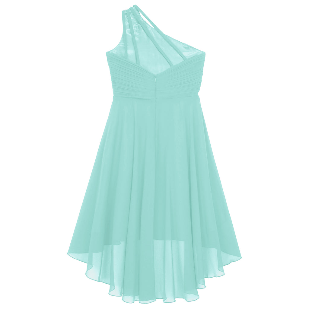 Kids Wedding Flower Girls Dress Shiny Beaded One Shoulder Chiffon Princess Dress Elegant Evening Pageant Birthday Party Gown