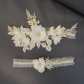 Kyunovia Sexy Lace Wedding Garter Bead Embroidery Flower Sexy Garters for Women Bride Thigh Ring Bridal Leg Garter 2pcs/Set KG21
