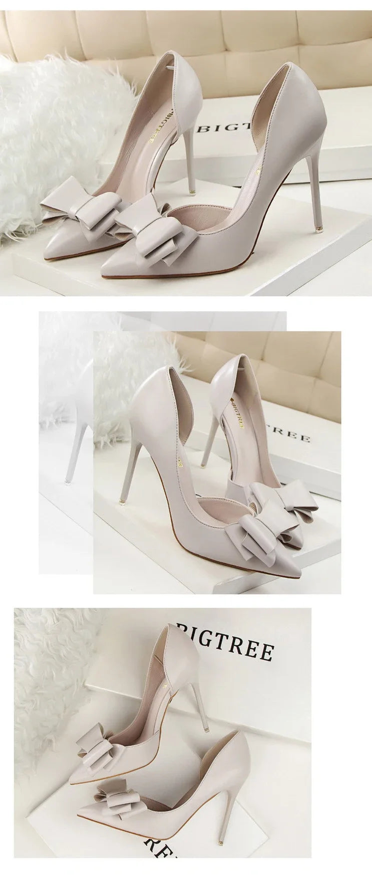 Spring Party Elegant Pink Butterfly-Knot High Heels Women Fashion Wedding Dress Pumps Side Hollowed Stiletto Shoes