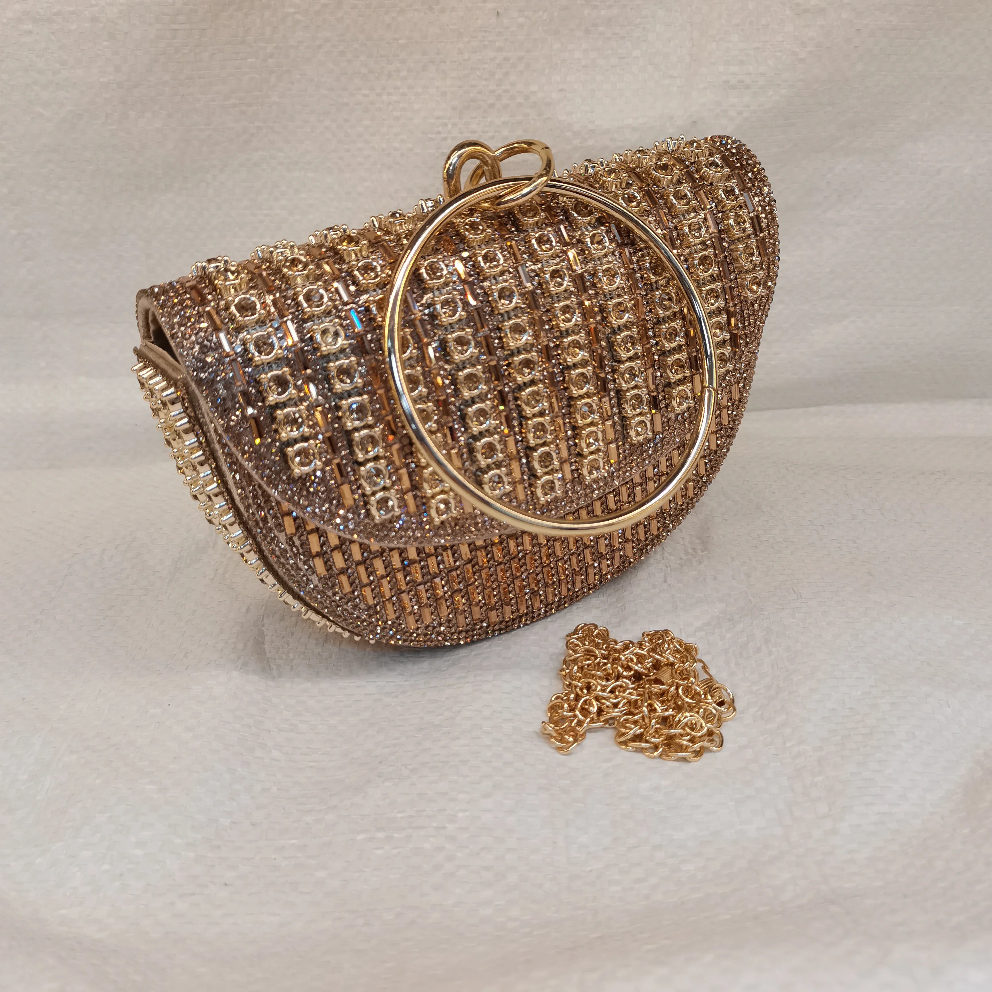 Pretty Rhinestone Clutch Evening Bag Women Wedding Party Purse Evening Banquet Round Bag European Exquisite Bridal Purse Para