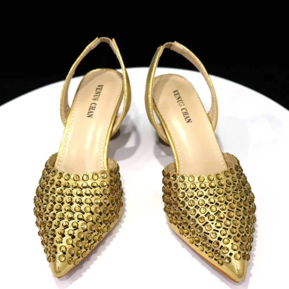 Wine Crystal Pointed-Toe Heels