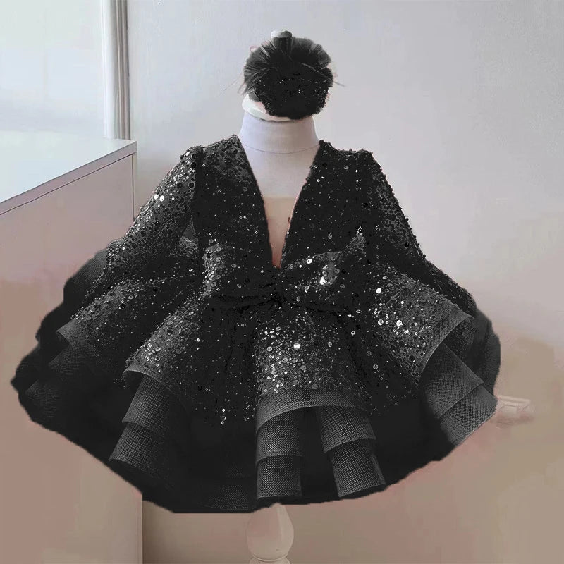 Sequined Ball Gown Flower Girl Dress