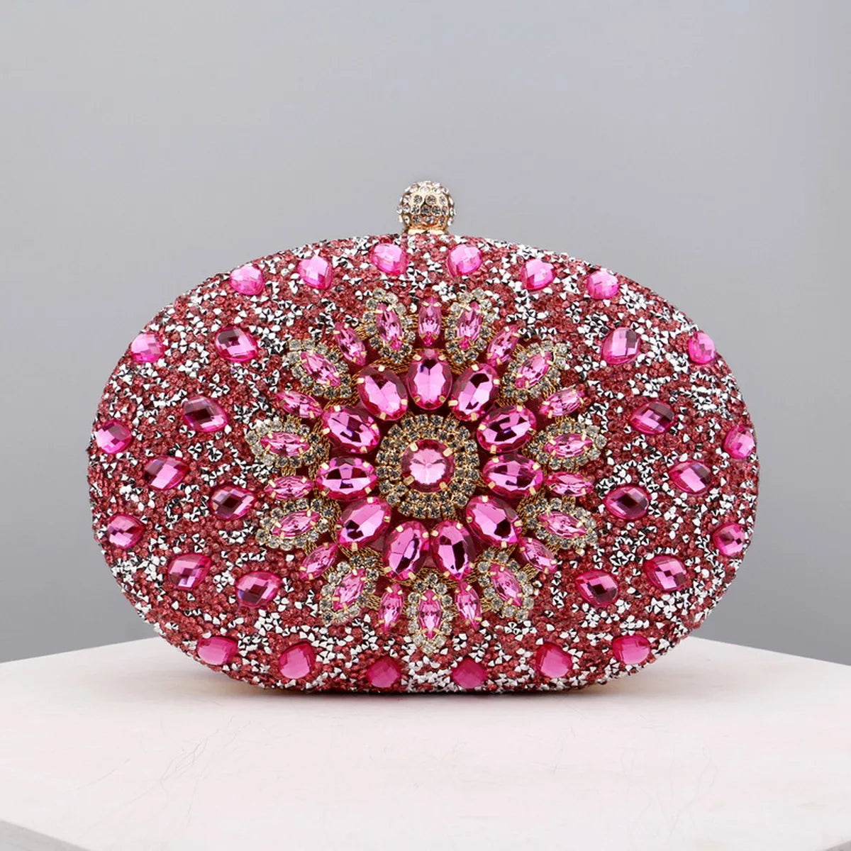 Flower Rhinestone Evening Clutch